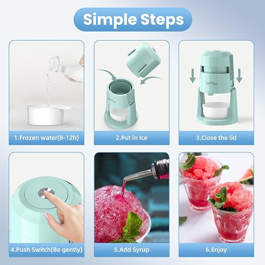 Professional Shaved Ice Machine: RX03 Electric Snow Cone Maker & ICEE Machine for Home, 60W Power, 120V Universal Voltage, Create Fluffy Ice Snow Cones, Slushies and Frozen Treats-Green (Green)