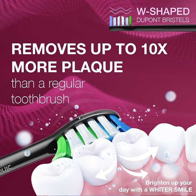 Wagner Stern The Ruby Red Edition ultrasonic whitening Electric Toothbrush Features Five Brushing Modes, Eight Soft Brush Heads, and a Premium Travel case.