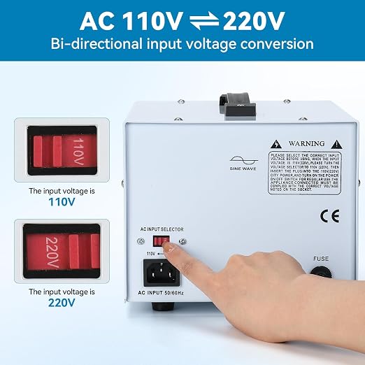 3000W Step Up/Down Voltage Transformer, 110V/120V & 220V/240V Power Converter, 4 Outlets Toroidal Regulator, Overload Overheat Protection for Home, Travel and Global Household Devices