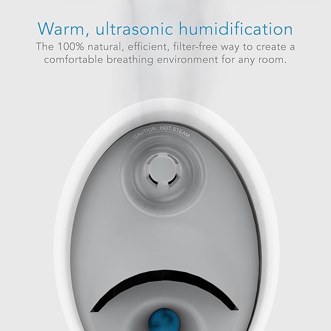 Steamfast SF-920 Warm Mist Humidifier and Steam Vaporizer with Auto Shut-Off, Filter-Free Design, Aromatherapy Essential Oil Ready, 1 Gallon Capacity,White