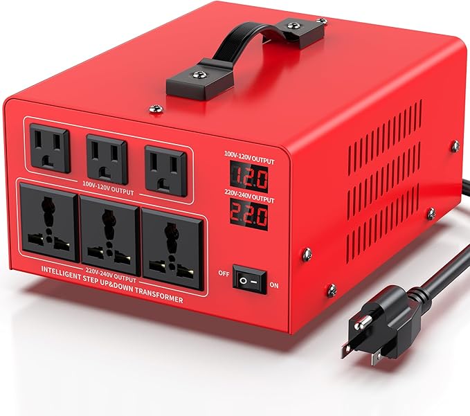 4000W Voltage Transformer Power Converter(110V to 220V, 220V to 110V) Step Up/Down Converter 110/120 Volt - 220/240 Volt w/US Power Cord, LCD Display, 3 US Outlets, 3 Universal Outlet