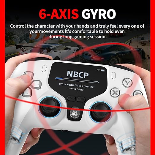 NBCP V6 Wireless PC Controller with Interactive Screen,Gyroscope Calibration & Joystick Drift Repair Function,for PC Windows 7,8,10,11/Android/iOS,Hall Effect Joystick & Trigger,Programmable,Turbo Function,5-Level Vibration Feedback,1000Hz Polling Rate...
