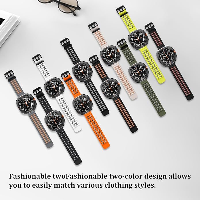 Sport Silicone Bands Compatible for Samsung Galaxy Watch Ultra 47mm (2025/2024), Breathable Wristband Waterproof Replacement Soft Silicone Strap for Men Women