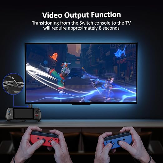 NexiGo Hall Effect Gripcon with Kickstand and HDMI Out for TV Docking, Hall Sensing Joystick for Switch/Switch OLED, Handheld Mode, 4K/1080P Supported HDMI and USB 3.0 Port, Black
