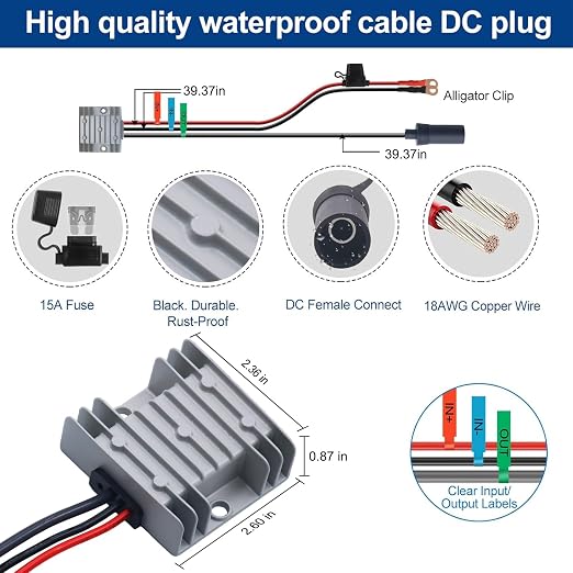 12V/24V to 30V 3.5A Step Up Converter for Starlink Mini - Waterproof DC Power Supply with Copper O-Ring Terminals - Direct Battery Connection for RV Truck Boat Marine Off-Grid - No Voltage Drop