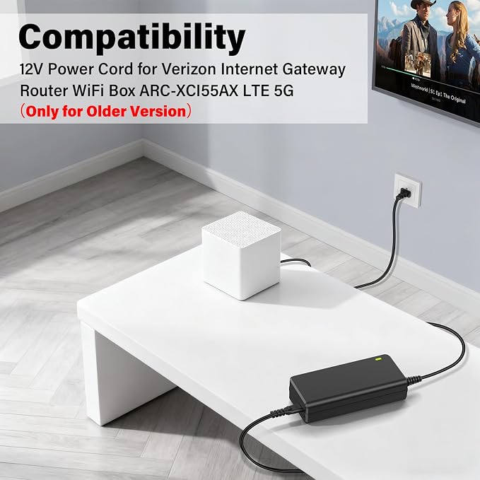 12V Charger for Verizon Internet Gateway Router WiFi Box ARC-XCI55AX LTE 5G NR Home Delta ADH-42BW B ADH42BWB（Only for Older Version）,Perfeidy UL Power Cord for Verizon Router Supply
