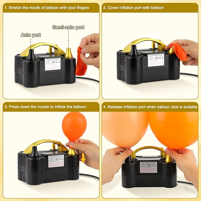 IDAODAN Electric Balloon Pump, Portable Electric Balloon Blower Machine Inflator Air Pump for Party Decorations