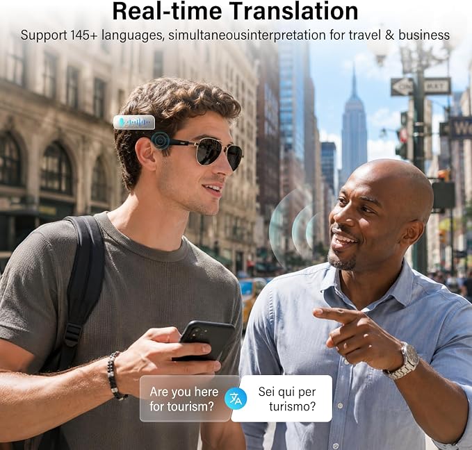 GetD AI Smart Glasses for Men Women with Classic Aviator, Nylon Polarized Bluetooth Sunglasses, Smart Sunglasses with ChatGPT AI Translation with for 145 Languages
