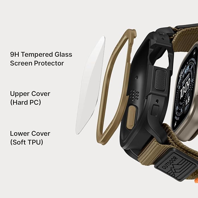 Bandletic Rugged Case with Band Compatible with Apple Watch 49mm(Ultra 3/2/1),46mm(Series 11/10), 45mm(Seriess 9/8/7),44mm(SE3/SE2/SE/6/5/4), Protective Cover Sport Accessories for iWatch Men