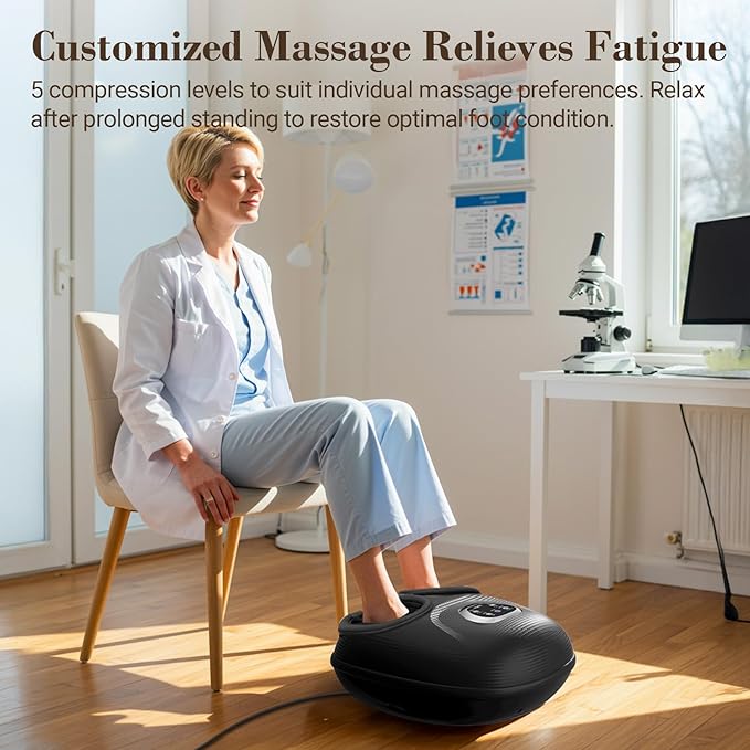CuPiLo Foot Massager FSA Eligible HSA 2026 Upgraded, Birthday Gifts for Women Men Mom Dad, Feet Massager with Heat for Plantar Fasciitis Relief, 5 Levels Compression & Vibration Massage for Neuropathy