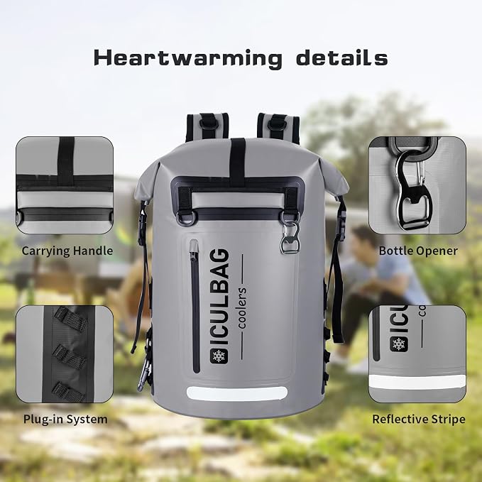 48cans Large Cooler Backpack Insulated Waterproof for Men Women Insulated Backpack Cooler Leak Proof Waterproof for 12 Hours Cooling for Camping Picnic Hiking Beach Travel Kayaking