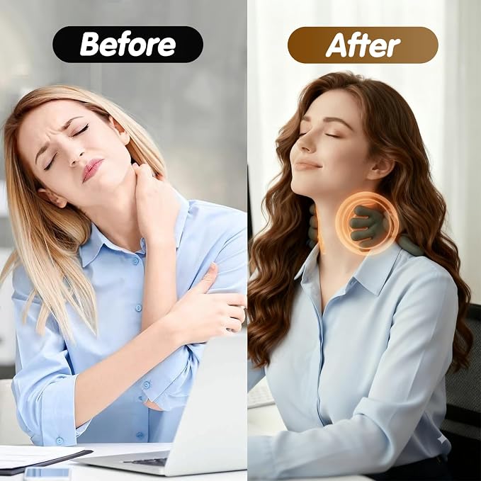 Siasoo Neck Massager With Heat-Wireless Portable Shiatsu Neck and Shoulder Deep Tissue 4D Kneading Back Massage With Fingers,Simulated Human Hand Design Muscle Relax Hand Massager For FathersDay Gifts