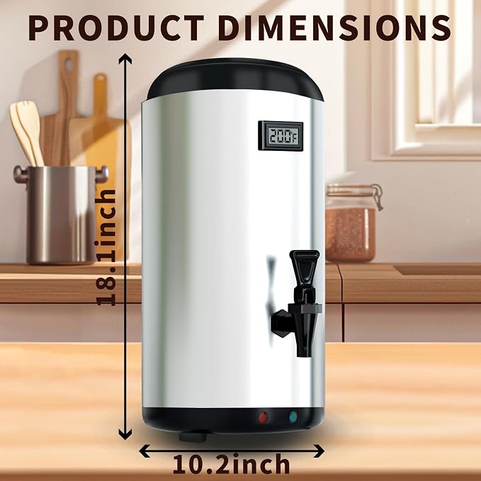 Drink Dispenser with Heating Insulated Beverage Dispenser, Electric Heating Beverage Dispenser-75 Cup Hot&Cold water Urn,Stainless Steel Hot Drink Dispenser 12 L/3.2 Gallon for tea,Juice