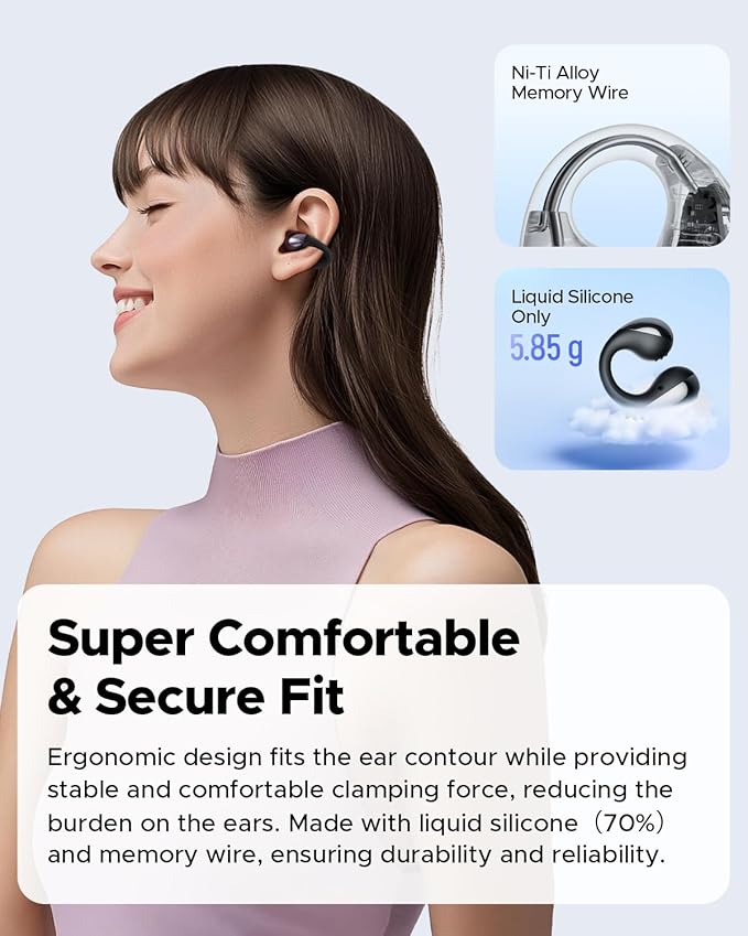 SoundPEATS PearlClip Pro Ear Ultra Open Ear Earbuds Wireless Headphones Bluetooth 6.0 Earphones Clip On Ear Buds with Mic, IPX5 Waterproof, 24 Hrs Play for Running Cycling Fitness