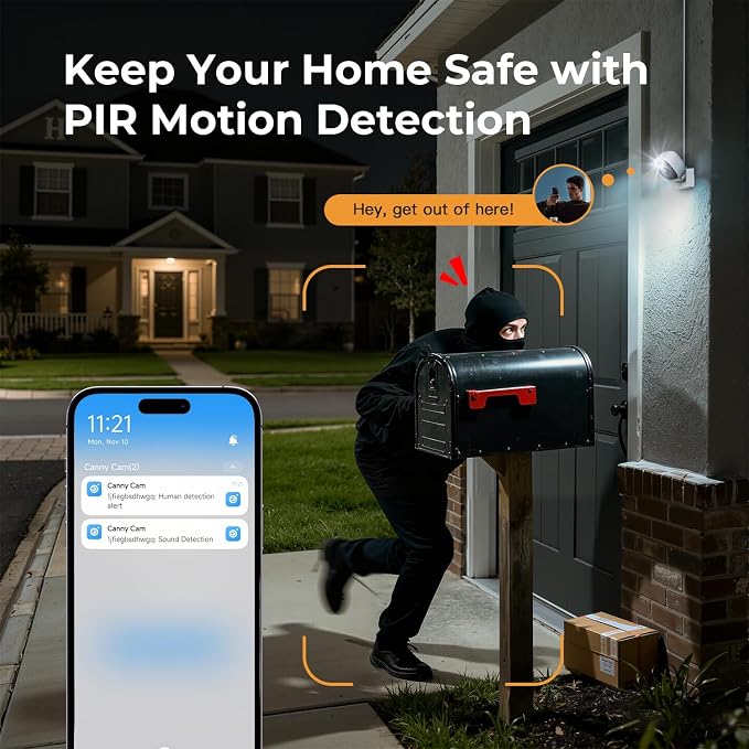 2K Cameras for Home Security,Indoor/Outdoor for Baby/Elder/Pet Monitoring with Phone app, Plug&Play,Color Night Vision,2-Way Audio&24/7 Recording,Support 128G Card (Not Included),6.56ft Wire