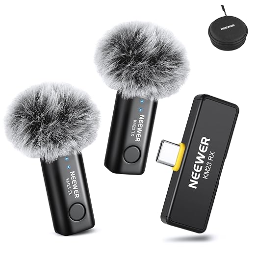 NEEWER Wireless Lavalier Microphone for iPhone Android Tablet PC Laptop 131ft/40m Range Noise Cancellation Omnidirectional Mic for Vlogging Live Streaming (1x RX + 2x TX), KM23