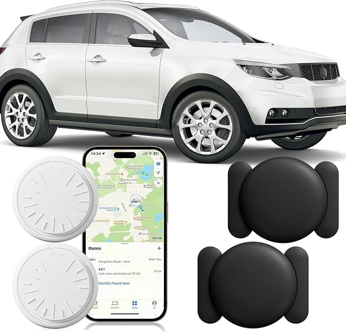2 PCS Mini GPS Tracker for Vehicles No Subscription for Only iOS Find My | Portable GPS Tracker for Cars Splashproof Real-Time GPS Tracking for Kids, Car, Pets