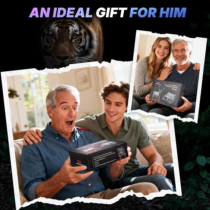 WOSPORTS 4K Night Vision Goggles with 48MP Photo, 3280ft Full Color Vision, 1300ft IR Distance, 3" HD Screen, 10X Optical Zoom, 5000mAh Battery, Binoculars for Wildlife Observation, Gifts for Men