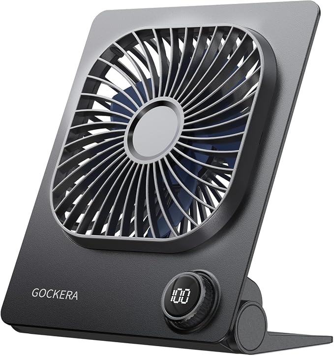 Desk Fan, 6.61''Ultra-thin 5000mAh Battery Powered Fan with Powerful Wind,100 Speeds Adjustable&Digital Display,Timer,Ultra-quiet Small Portable Fan for Bedroom,Office,Travel,Summer Essentials