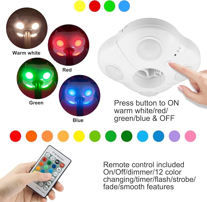LUXSWAY Color Changing Patio Umbrella Light, Battery Operated - White