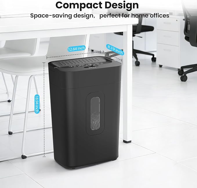 Locksworth 10-Sheet Cross Cut Paper Shredder, 5.55 Gallon Heavy Duty Shredder for Home Office, P-4 High Security Shredders for Paper/Credit Card/Mail/Staples/Clips, Portable Handle Design