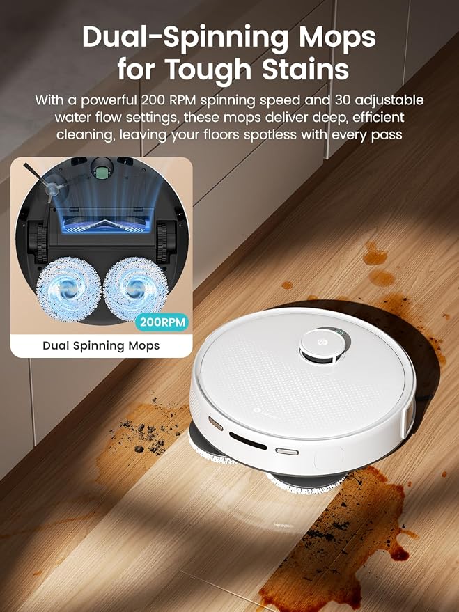 Lefant Robot Vacuum and Mop, 12000Pa Suction,Multifunctional Dock with Hot Water Self-Cleaning&Drying, Obstacle Avoidance,90-Day Self-Emptying, 5G WiFi Alexa/APP/iWatch Control, M3