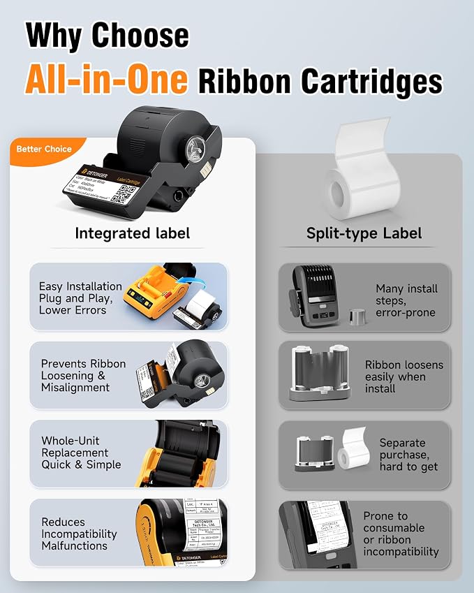 DT5150P 300DPI Industrial Thermal Transfer Label Printer, Rechargeable Colorfast Label Maker, Fade/Sun/High-Low Temp Resistant, for Outdoor & Job Sites, Mobile APP & PC Editor Compatible