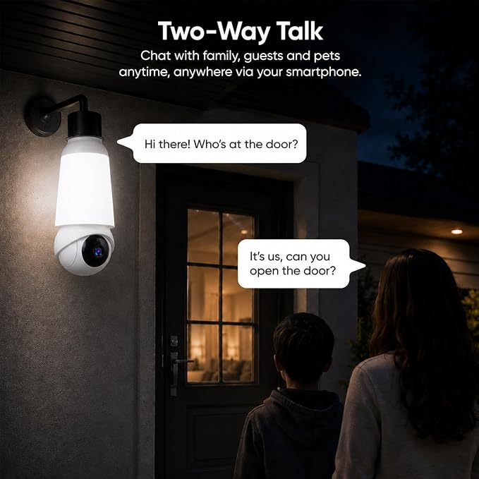 Light Bulb Security Camera, Smart AI Cam 2K HD Outdoor Lightbulb Camera, 5G&2.4G WiFi PTZ Camera, 1000-Lumen LED, Color Night Vision, 911 Emergency Calling, Motion Dection (1Pack)