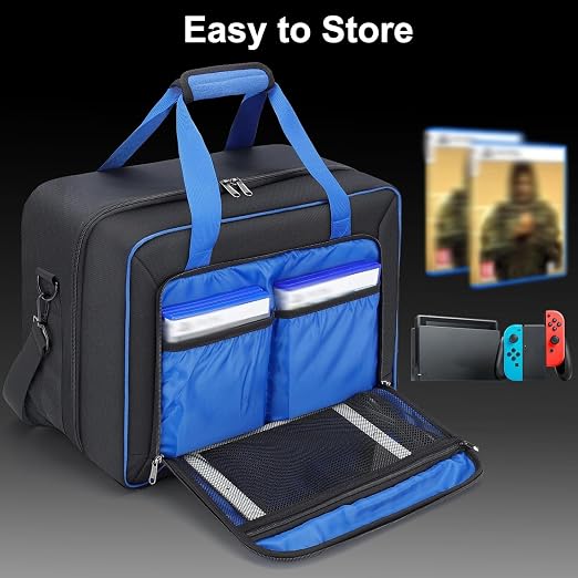 GDNasist Carrying Case Fit for PS5, Travel Thickened Protective Bag Compatible with Playstation 5 Console, Headset, PS5 Controller, Game Discs, and Gaming Accessories