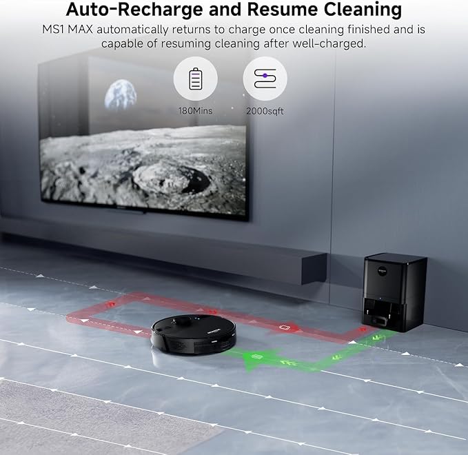 MONSGA Robot Vacuum and Mop Combo, 6000Pa Robotic Vacuum with 3.5L Self Emptying Station, Lidar Navigation Robot Vacuum Cleaner, 180mins Runtime, APP/Remote/Voice Control, for Hard Floors and Carpets