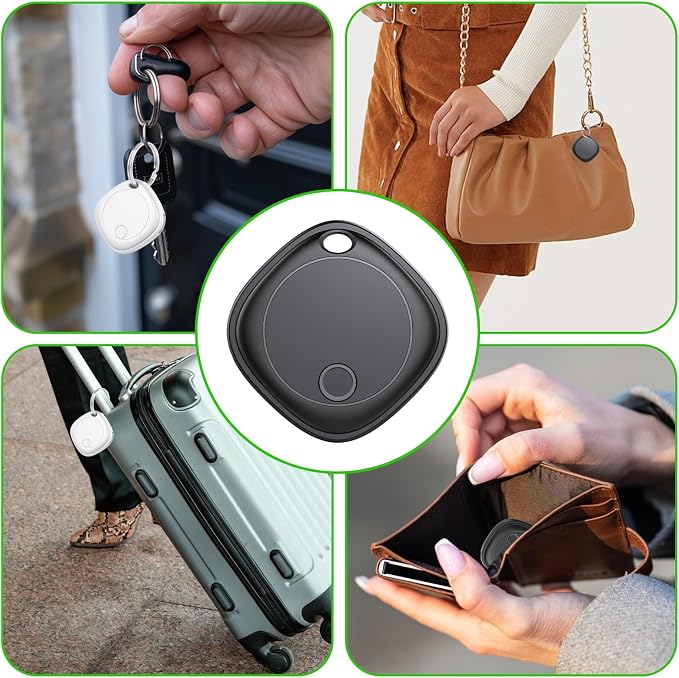Air Tracker Tags-4 Pack, Bluetooth Tracker Works with Apple Find My APP (iOS Only), Bluetooth Smart Air Tag Keys Finder and Item Locator for Keys, Bags, Luggage, Wallet, Replaceable Battery