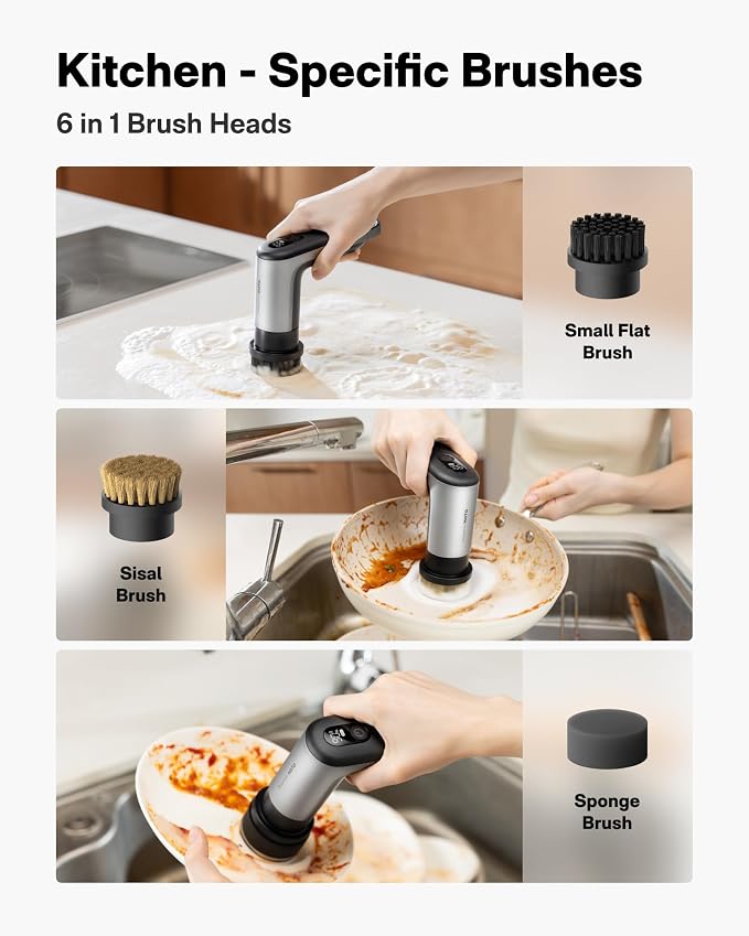 HOTO Cordless Electric Spin Scrubber, IPX7 Waterproof, for Bathroom, Kitchen, Tile, Shower, Grout, Corners