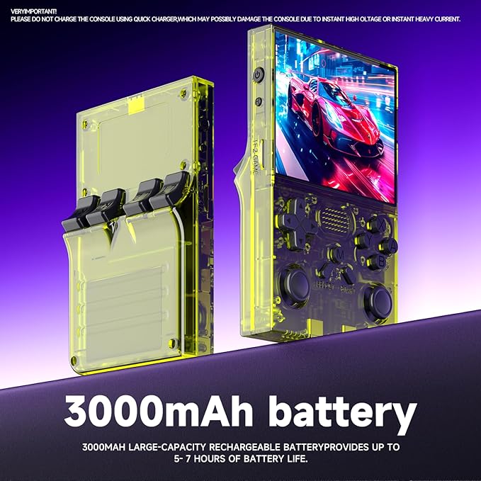 R40 Retro Handheld Game Console - Open Source System,3.5" IPS Screen, 18,000+ Classic Games, 128G TF Card, 3000mAh Battery, Portable Gaming Player for Travel, Retro Gaming Console, Yellow