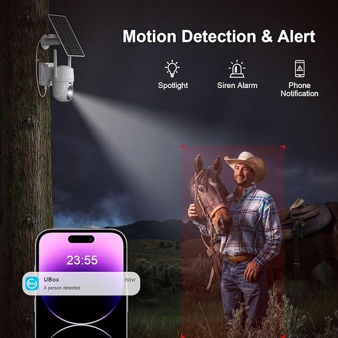 4G LTE Cellular Solar Security Camera Wireless Outdoor, Free Cloud Storage, No WiFi Security Camera, Off Grid 2K Color Night Vision, 360° Live View, Built-in SIM Card for Barn Farm Jobsite (2 PCS)
