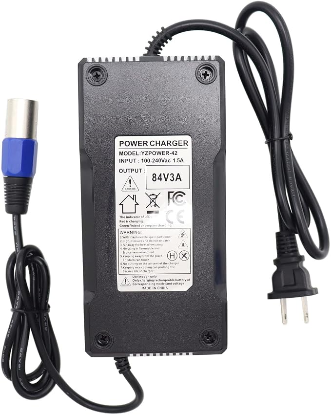 84V 3A Lithium Battery Charger AC Adapter Power Supply for 20S 72V Lithium Li-ion Batteries Pack with 3 Pin XLR Plug