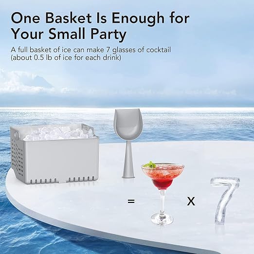 44 Lbs/24 Hours Portable Countertop Ice Maker, Fast Ice Production in 15 Minutes, Chewable Pellet Ice with Ice Scoop, 3.3 Lb. Ice Basket Capacity with 2.8 Liter Water Tank for Home Bar Party
