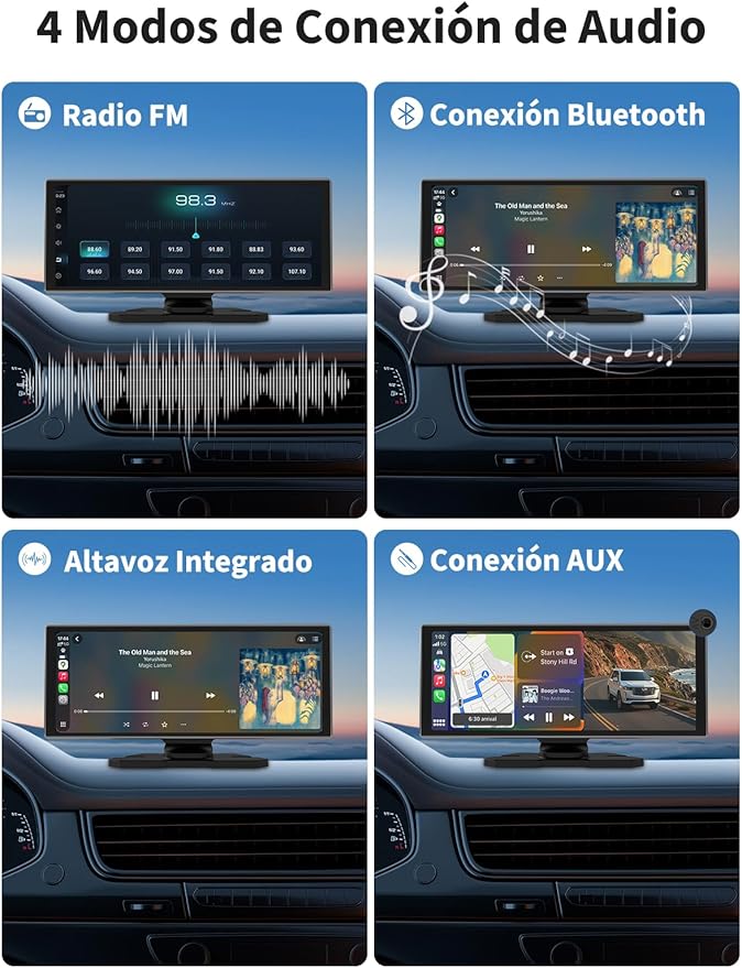 Largest Portable 11.26'' Wireless CarPlay/Android Auto Screen with 2.5D 1920x720 HD Display, Built-in DVR, 4K Front + 1080P Rear Camera, Car Screen,Easy Install Dash Cam,GPS Navigation,Voice Control