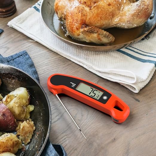 Lavatools Javelin® PRO Classic Ultra-Fast 2-Second Professional Digital Instant Read Meat Thermometer for Grill and Cooking, Auto-Rotating Backlit Display, IP65 Water Resistant NSF Certified–Tangerine