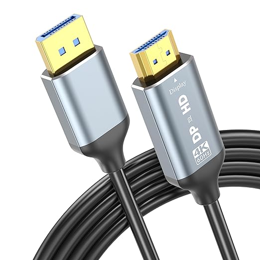 4K DisplayPort to HDMI Cable 6ft, Uni-Directional DP (Source) to HDMI (Display) Cable for Desktop Monitor Projector HDTV AMD NVIDIA, 4K@60Hz, Aluminum Shell, Compatible with Lenovo HP Dell