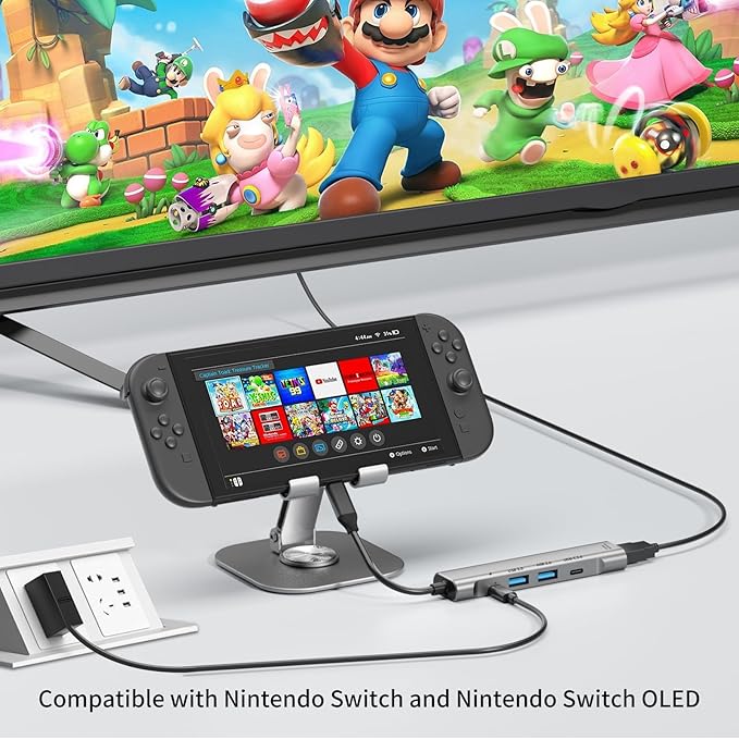 RREAKA Switch TV Docking Station for Nintendo Switch 2/Switch/Switch OLED, Portable Travel Dock Replacement with 4K 60Hz HDMI/PD 100W/USB3.0 Port for Official Nintendo Switch
