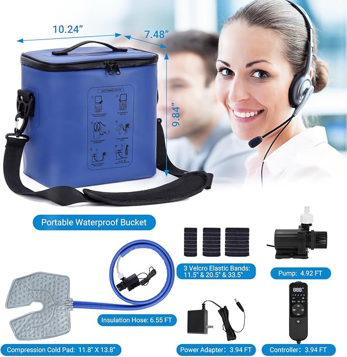 Cold Therapy Machine, Programmable Timer Ice Machine for Knee After Surgery, Portable Knee Ice Machine with Quiet Pump, Continuous Cold Flow, 12H Cooling, Knee Replacement, Swelling Reduction