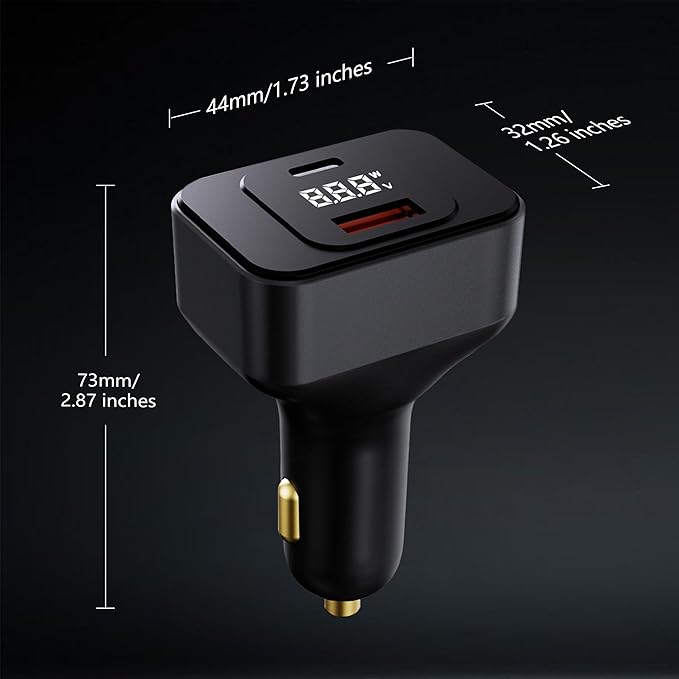 TENTECH USB C Car Charger, 170W 2-Port Superfast Car Charger Adapter,PD3.1/QC Cigarette Lighter USB C Charger for MacBook, iPhone 17/16/15, iPad, AirPods, Android,Samsung with LED Voltage Display