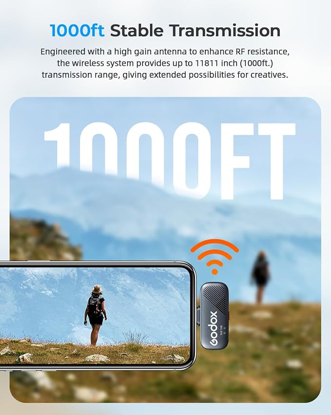 GODOX Cube-SL Kit2 Wireless Lavalier Microphone, Microphone for iPhone Lightning (2 TX + 1 RX Charging Case), Mini Mic with Noise Cancellation, 30H Battery, 300m/1000ft, Wireless Microphon