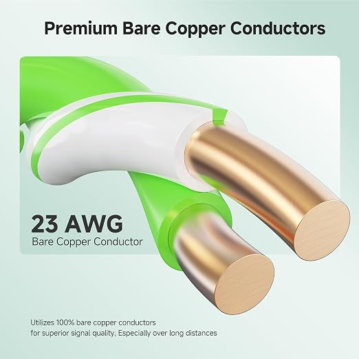 Cable Matters [UL Listed] 10Gbps in-Wall (CM) Rated 23AWG Bare Copper Cat 6 Cable - 1000ft, Solid, UTP Cat6 Bulk Ethernet Cable, Cat6 Ethernet Cord, Green