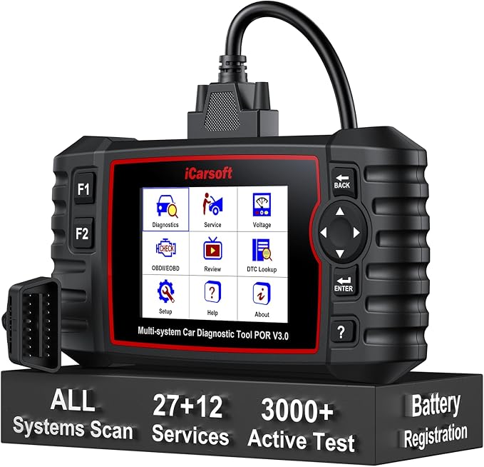Bidirectional Diagnostic Tool for Porsche/Cayenne, iCarsoft 2026 POR V3.0 All System OBD2 Scanner, 27 Resets +12 Extra Services Battery Registration Code Reader for Porsche from 1996-2023