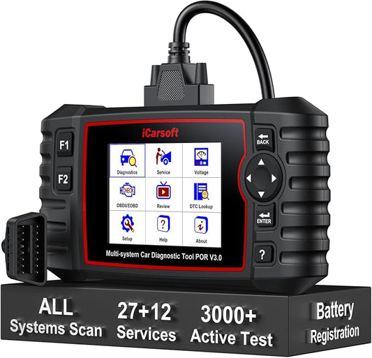 Bidirectional Diagnostic Tool for Porsche/Cayenne, iCarsoft 2026 POR V3.0 All System OBD2 Scanner, 27 Resets +12 Extra Services Battery Registration Code Reader for Porsche from 1996-2023