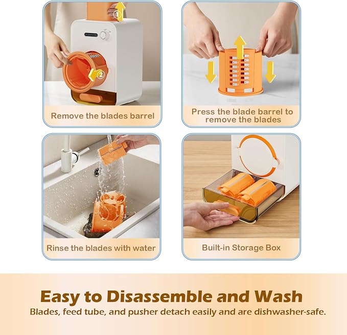 Electric Cheese Grater with 3 Set Blades, Automatic Efficient Slicer & Grater & Shredder for Carrot, Potato, Cabbage & More Vegetables/Salad/Cheese, 4" Large Feed Tube, Built-in Blade Storage Box