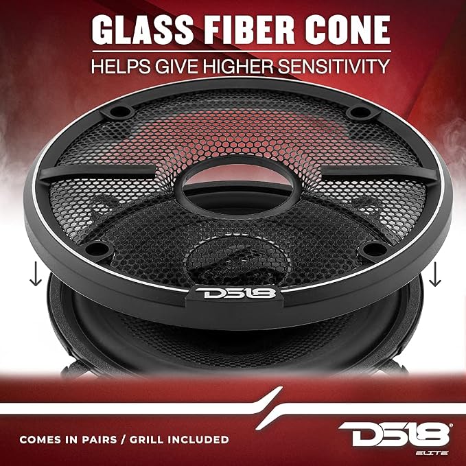DS18 ZXI-5254 5.25" Car Audio Coaxial Speaker with Built in Neodymium Tweeter and Kevlar Cone – 2 Way 180 Watts Max 4 Ohm (2 Speakers),Black