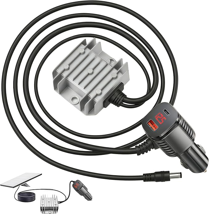 Starlink Mini Car Adapter,9.84FT Starlink Car Charger 12/24V Step Up to 30V 3.5A DC Power Cable Starlink Mini Accessories with Digital Display Cigarette Lighter Adapte for Trucks RV Ships