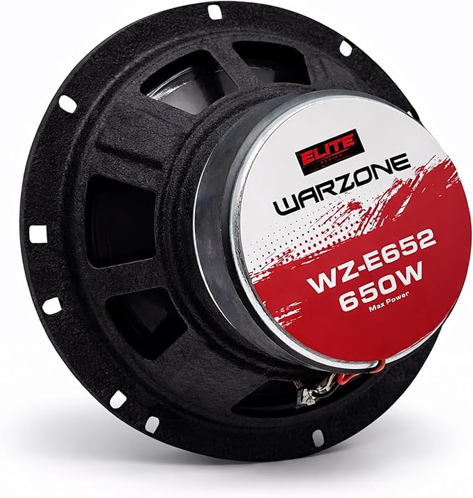Warzone WZ-E652 6.5" Coaxial Car Speakers - 650W Max Power, 4 Ohm, Full Range Audio, PEI Dome Tweeter, Shallow Mount Design, OEM Fit - Perfect for Cars, Trucks, SUVs